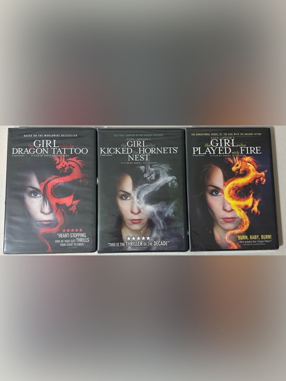 Lot 3 Movies DVD Girl With Dragon Tattoo Kicked Hornet's Nest Played Fire New